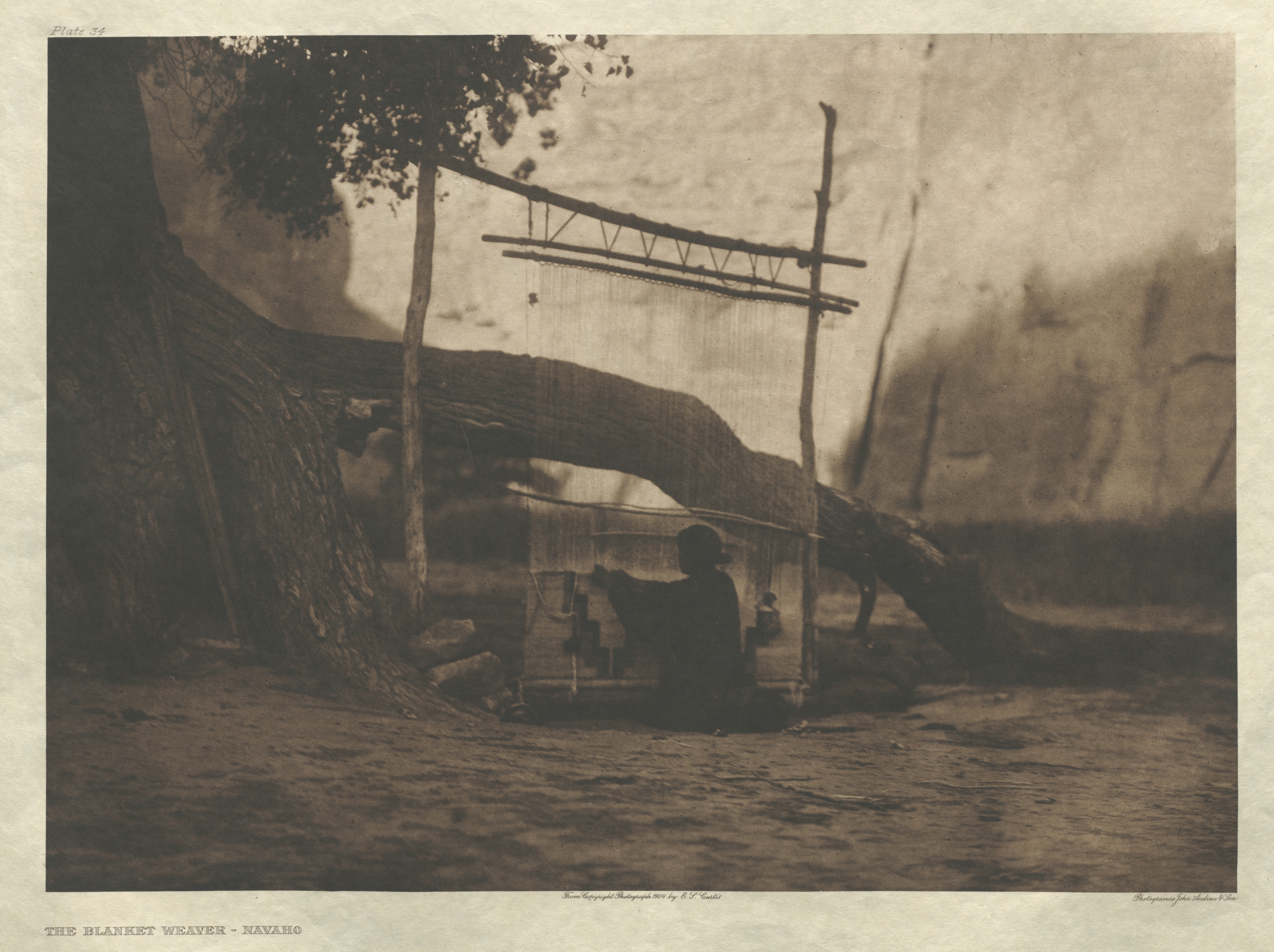 Portfolio I, Plate 34: The Blanket Weaver-Navaho