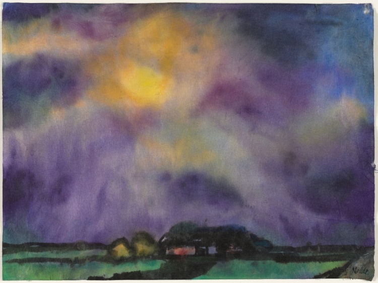 Marsh Landscape with Violet Cloud and Forms