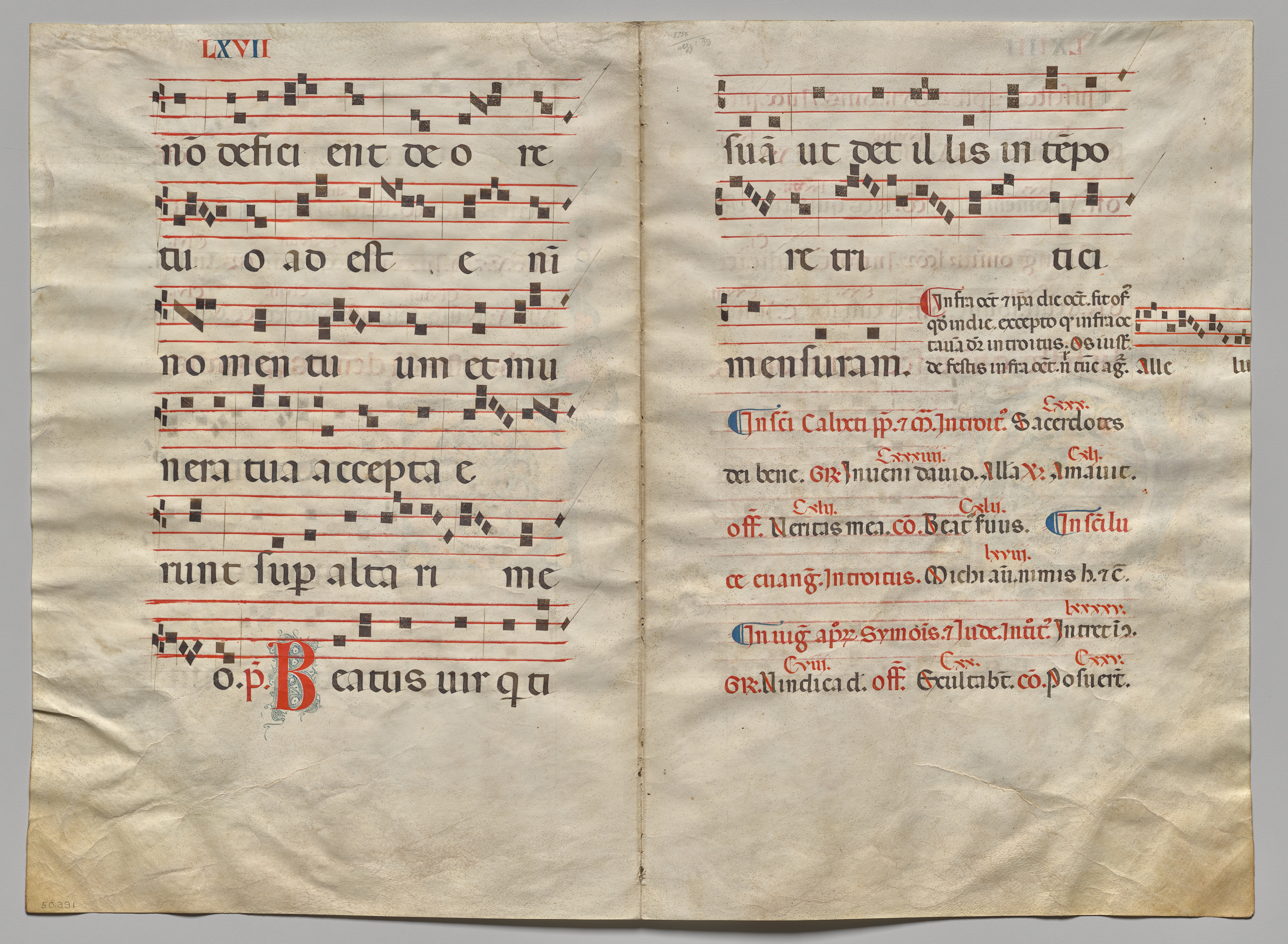 Bifolio from a Gradual:  Music and Text (verso)