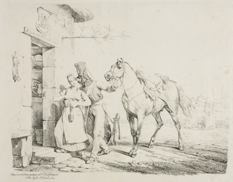Hussar at the Door of a Cabaret, or Hussar Embracing a Servant