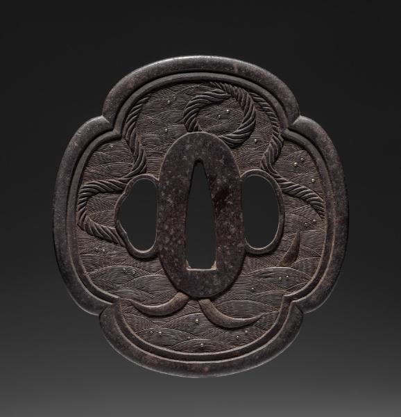 Sword Guard (Tsuba) with Anchor in Waves