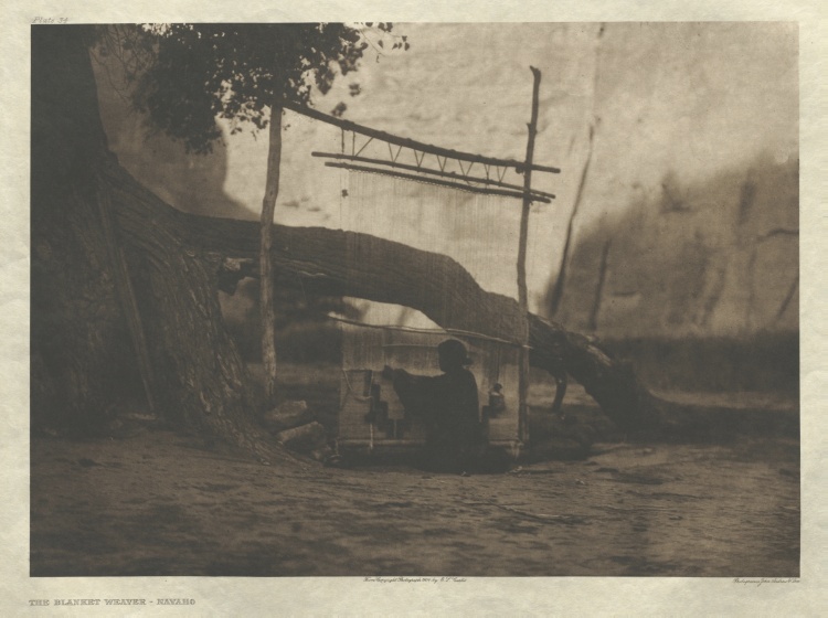 Portfolio I, Plate 34: The Blanket Weaver-Navaho