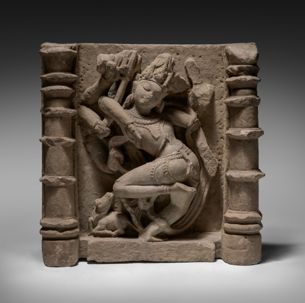 Eight Armed Shiva Dancing Between Two Pillars