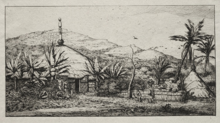 New Caledonia:  Large Native Hut on the Road from Balade to Puebo, 1845