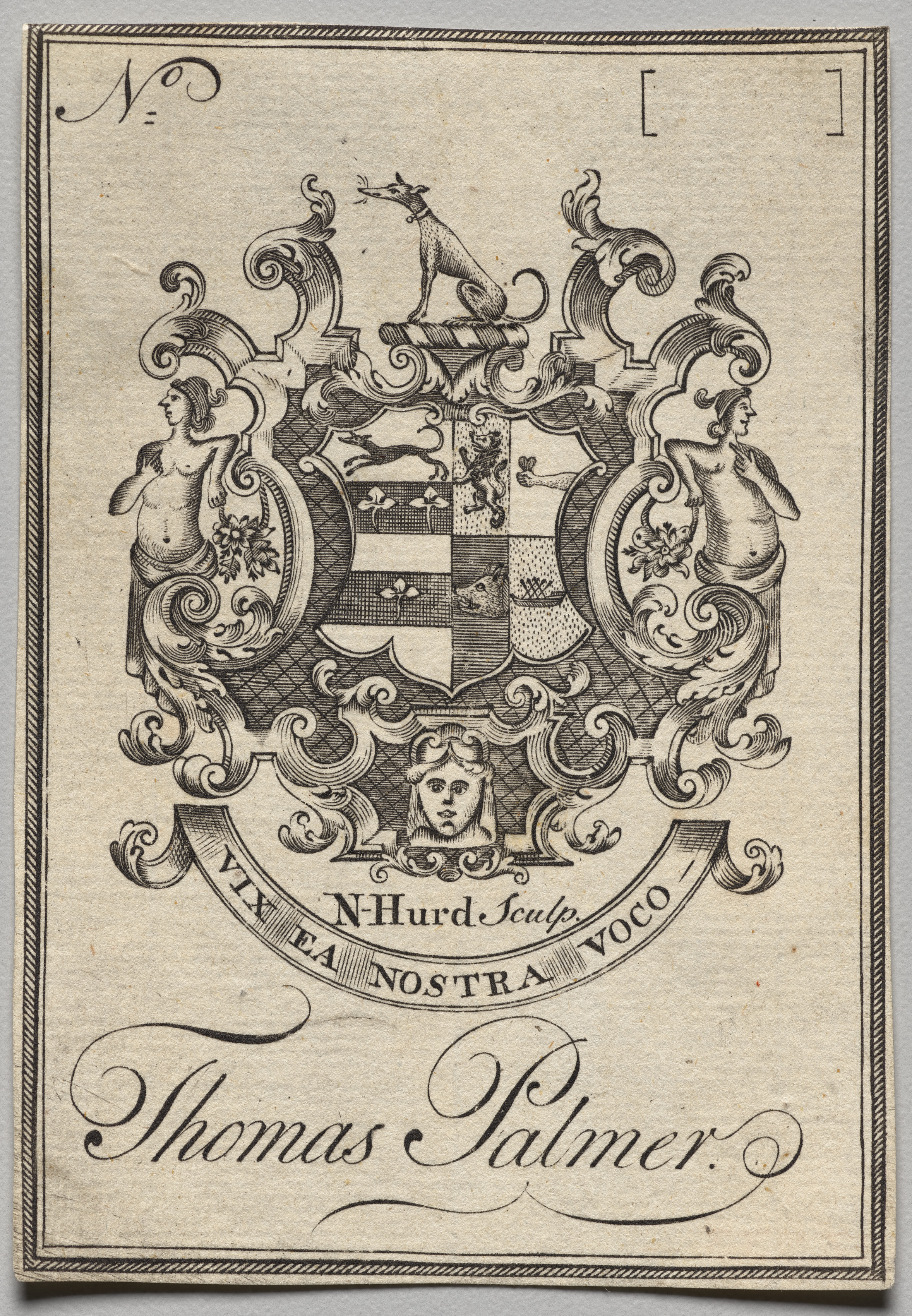 Bookplate:  Coat of Arms with Thomas Palmer inscribed