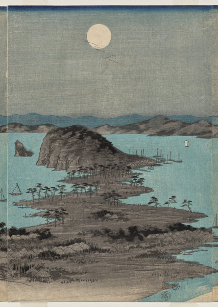 Evening View of the Eight Famous Places near Kanazawa Under Full Moon in Musashi Province