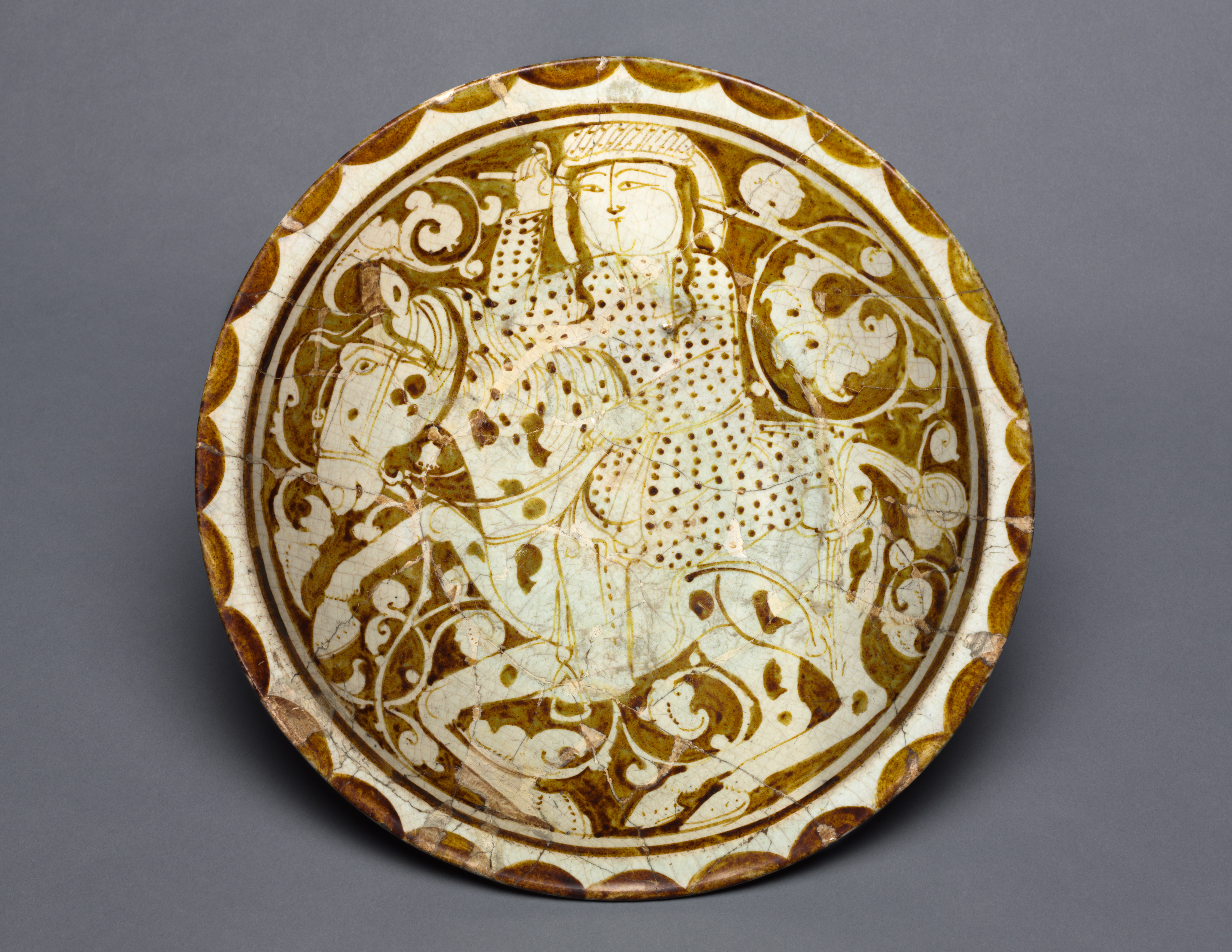 Luster Dish with Polo Player