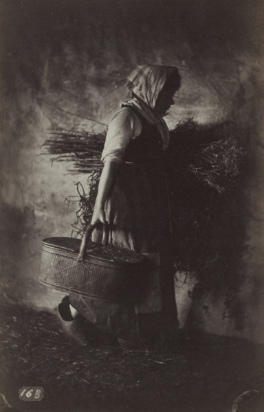 Female Peasant Carrying a Basket and Hay