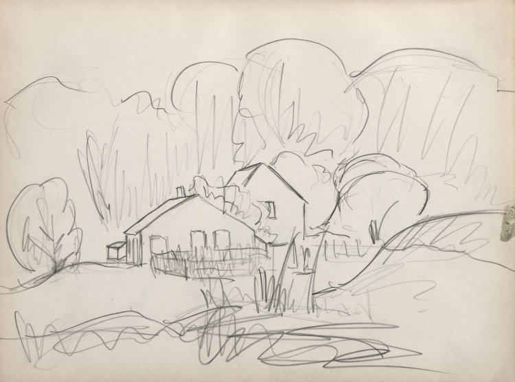 Sketchbook No. 2, page 25:  Houses in a Landscape