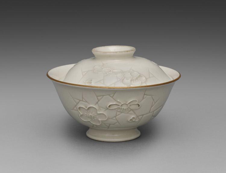 Covered Bowl from Dining Set with Plum Blossoms and Cracked-Ice