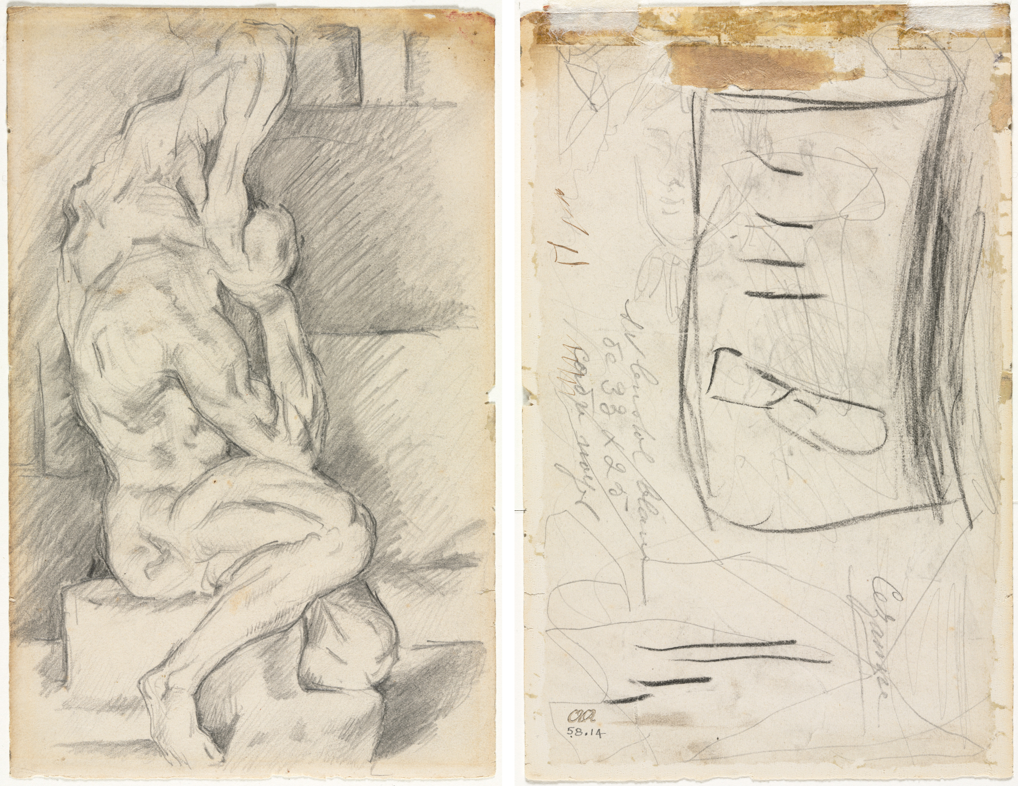Sketch of Anatomical Sculpture (recto) Sketch of Madame Cézanne (verso) 