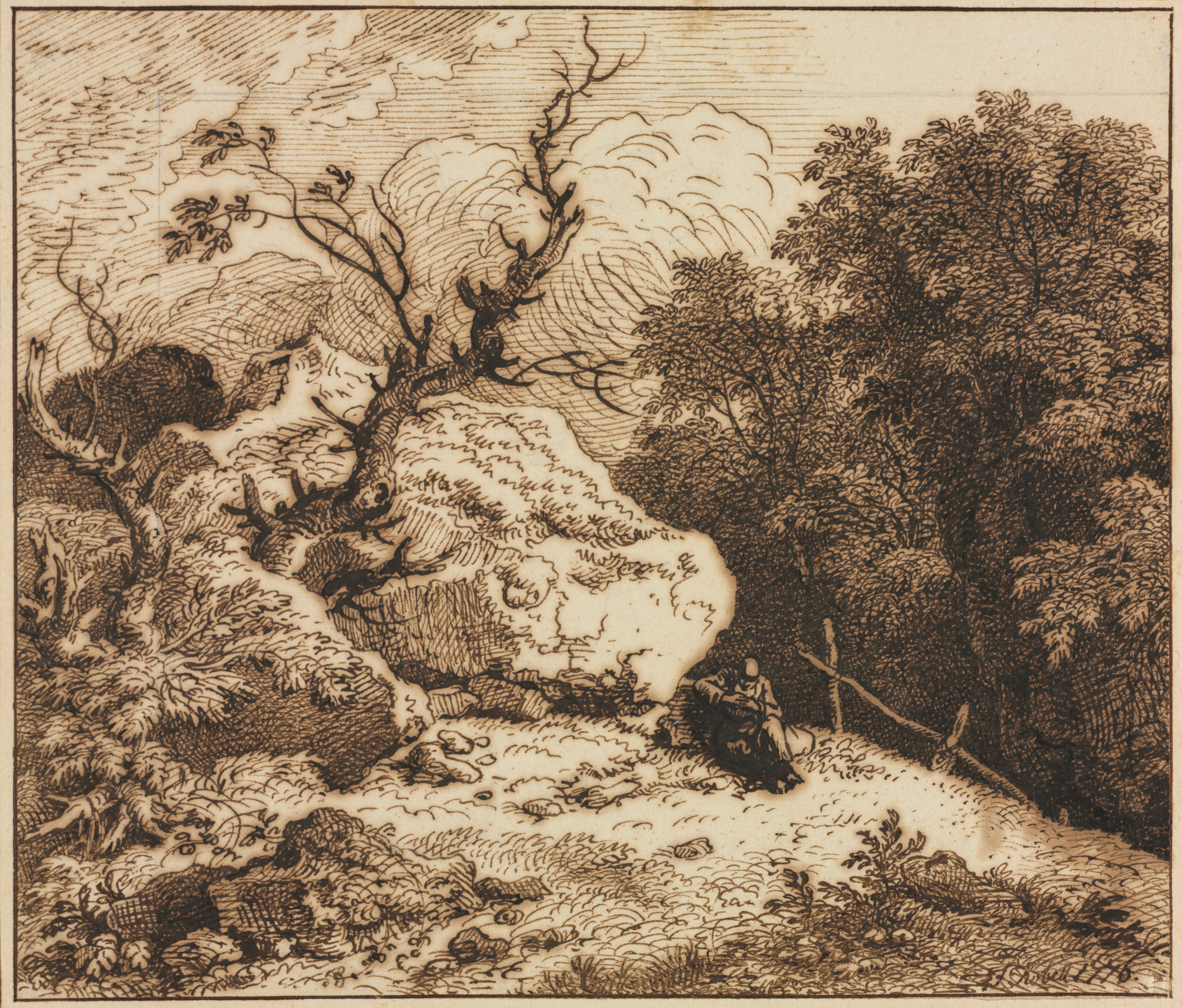 Hermit in a Wooded Landscape