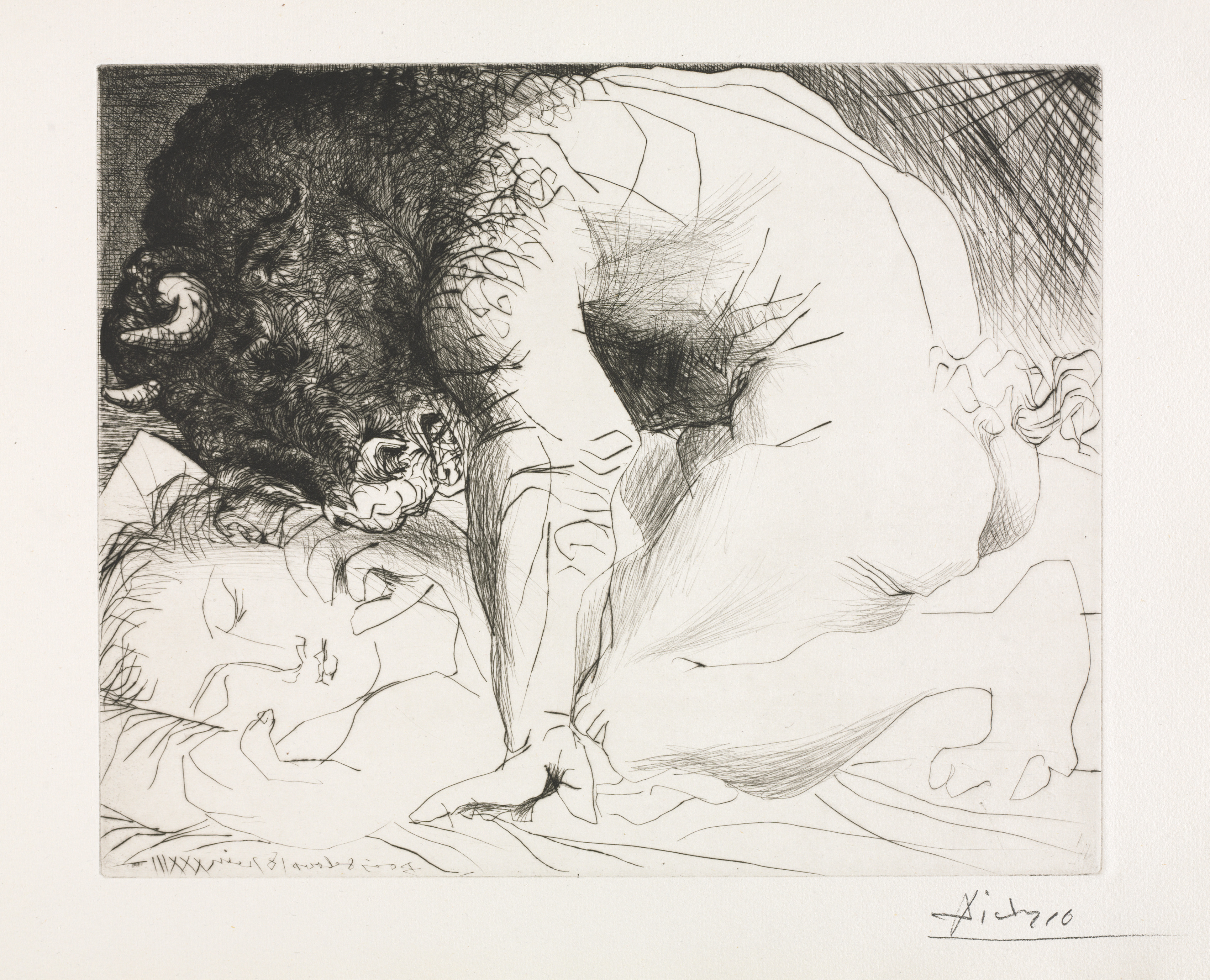 Vollard Suite:  Minotaur Caressing a Sleeping Woman