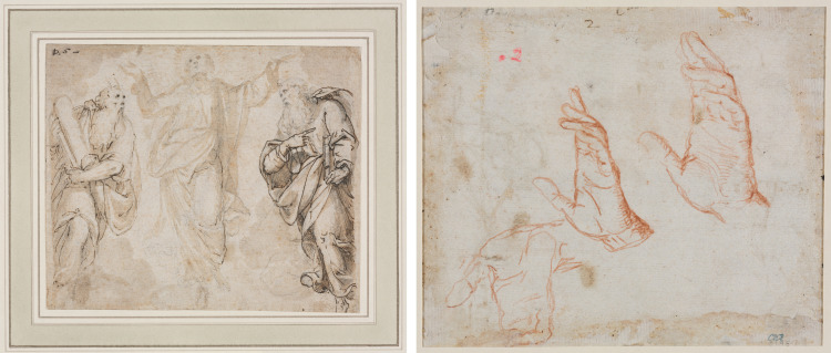 The Transfiguration (recto); Study of Hands (verso)