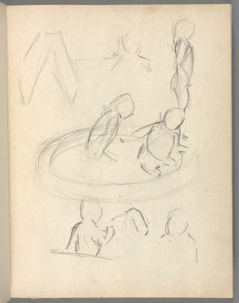 Sketchbook No. 6, page 25: Pencil sketch of children in small pool
