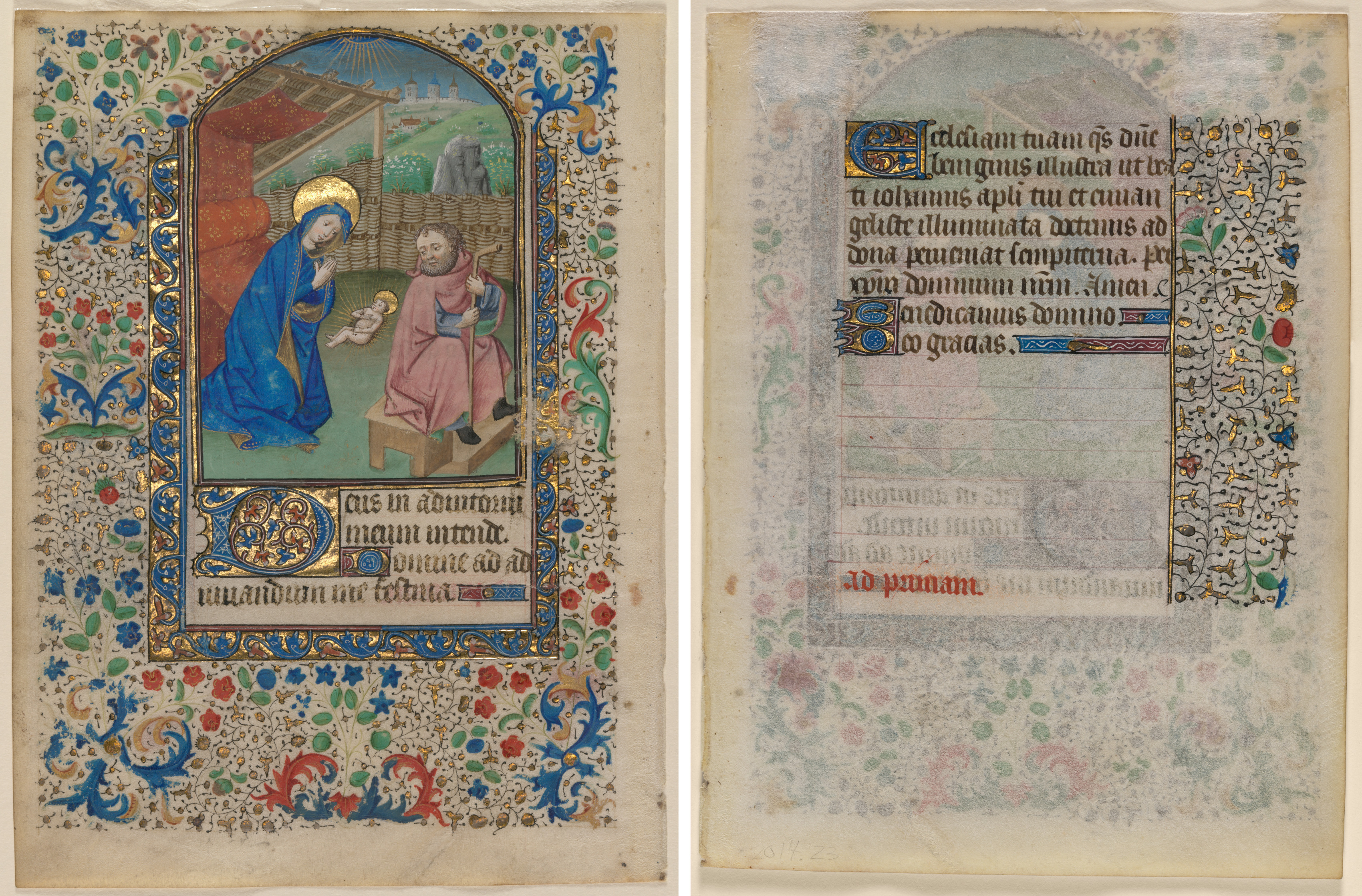 Leaf from a Book of Hours: The Nativity (recto) and Text (verso)