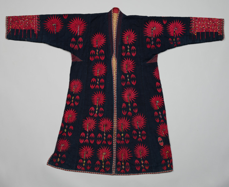 Woman's robe with crimson flora