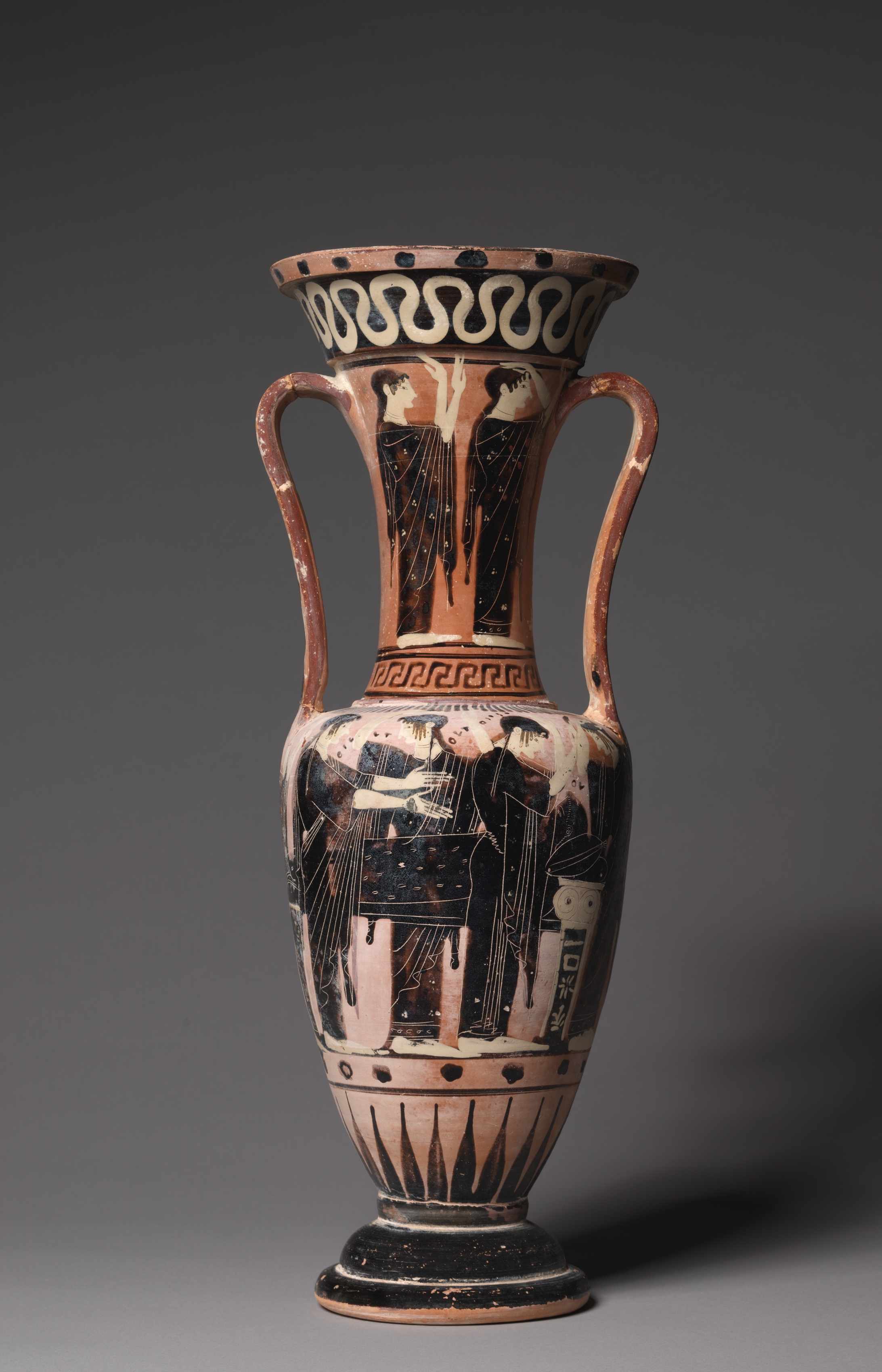 Black-Figure Loutrophoros (Ritual Water Vessel): Prothesis (Laying out of Corpse), Mourners
