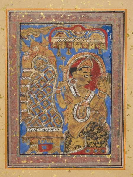 Painting from a Kalpa-sutra: Indra Praises the Embryo of Mahavira in the Womb of the Brahman Woman Devananda