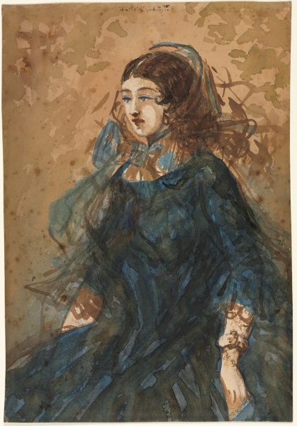 Woman in a Blue Dress (recto)