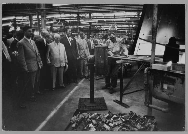 Khrushchev visiting a factory