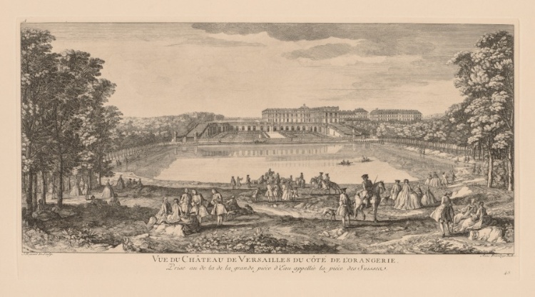 Vue du Château du Versailles, du côté de l'Orangerie, prise au delà de la pièce d'eau des Suisses
