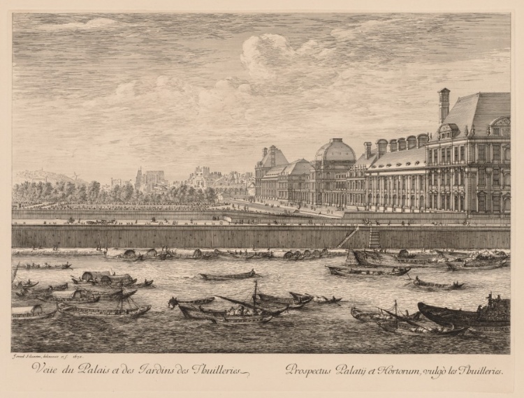 Vue du palais et des jardins des Tuileries, du côté du quai