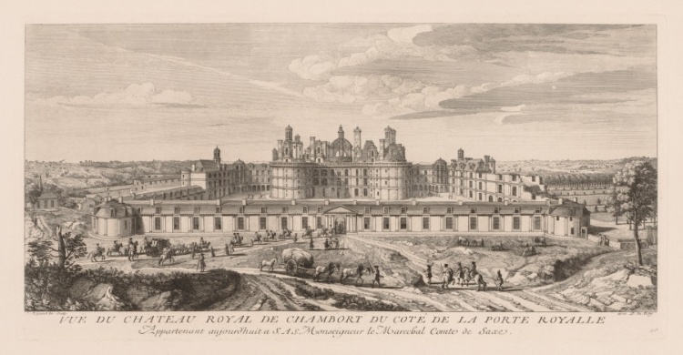 Vue du Château royal de Chambord, du côte de la Porte royale