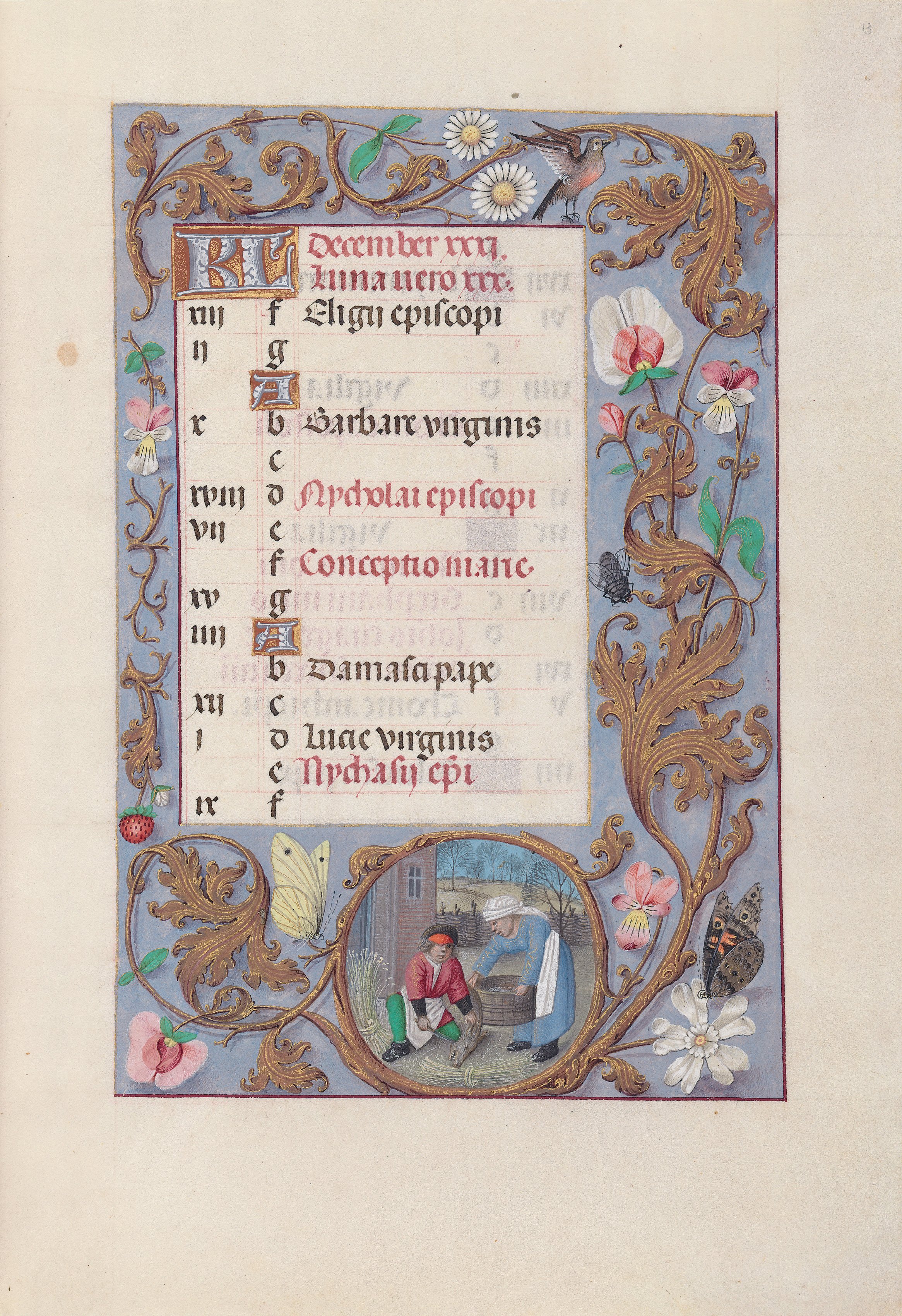 Hours of Queen Isabella the Catholic, Queen of Spain:  Fol. 13r, December