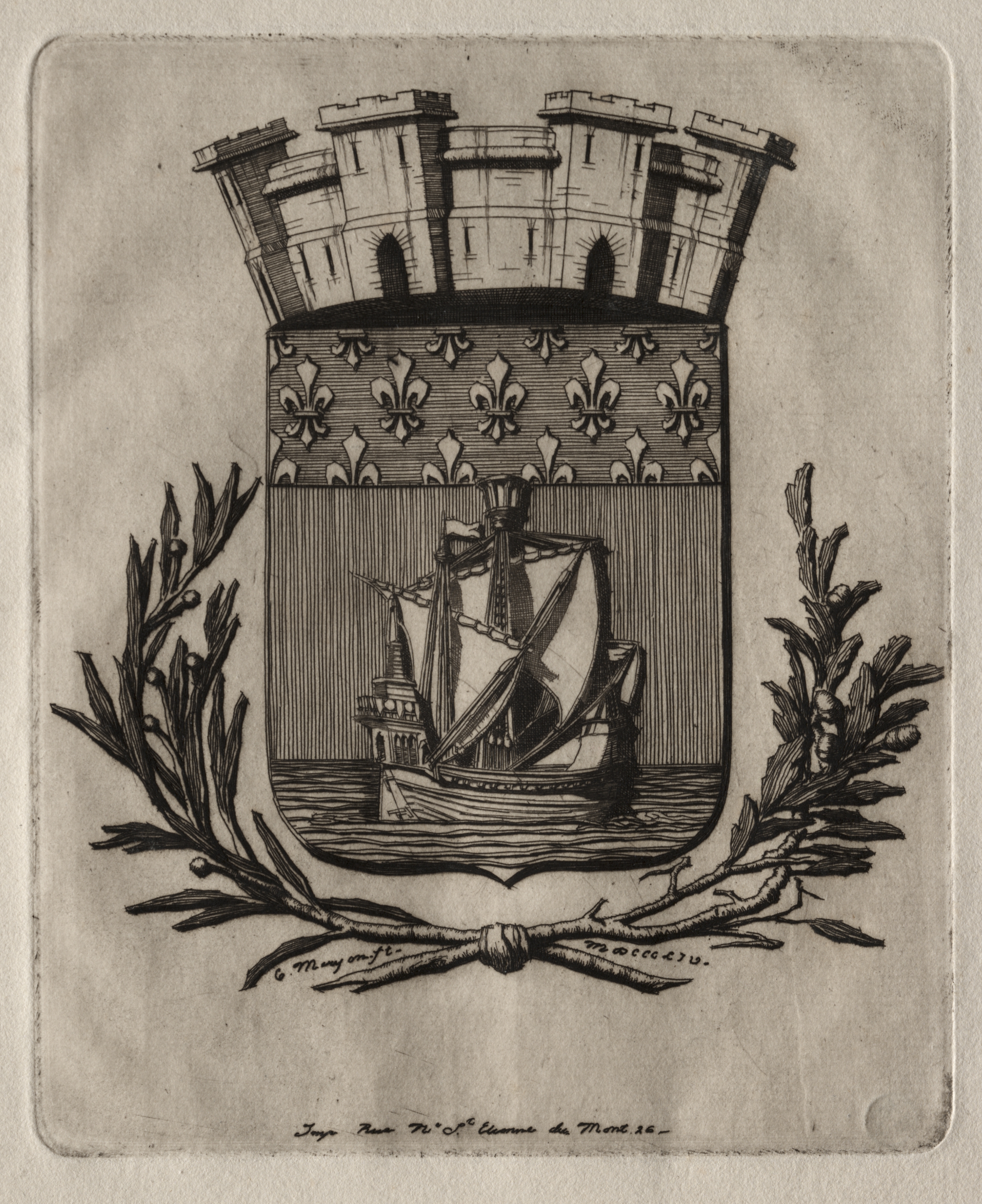 Etchings of Paris:  The Symbolical Arms of the City of Paris