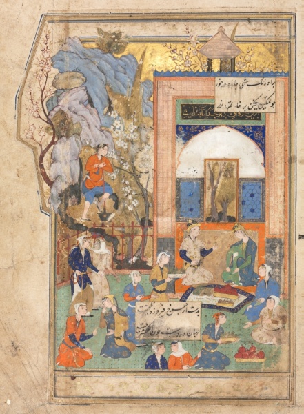 Yusuf and Zulaykha (recto); Illustration and Text (Persian Verses) in an Anthology with some verses from Haft Awrang (Seven Thrones) of Jami; The Fifth Throne