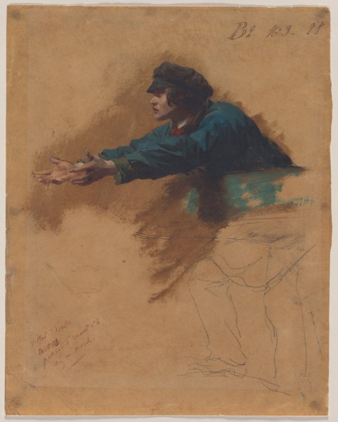 Young Man Leaning Forward with Outstretched Arms (Study for Soldiers Distributing Bread to the Poor)