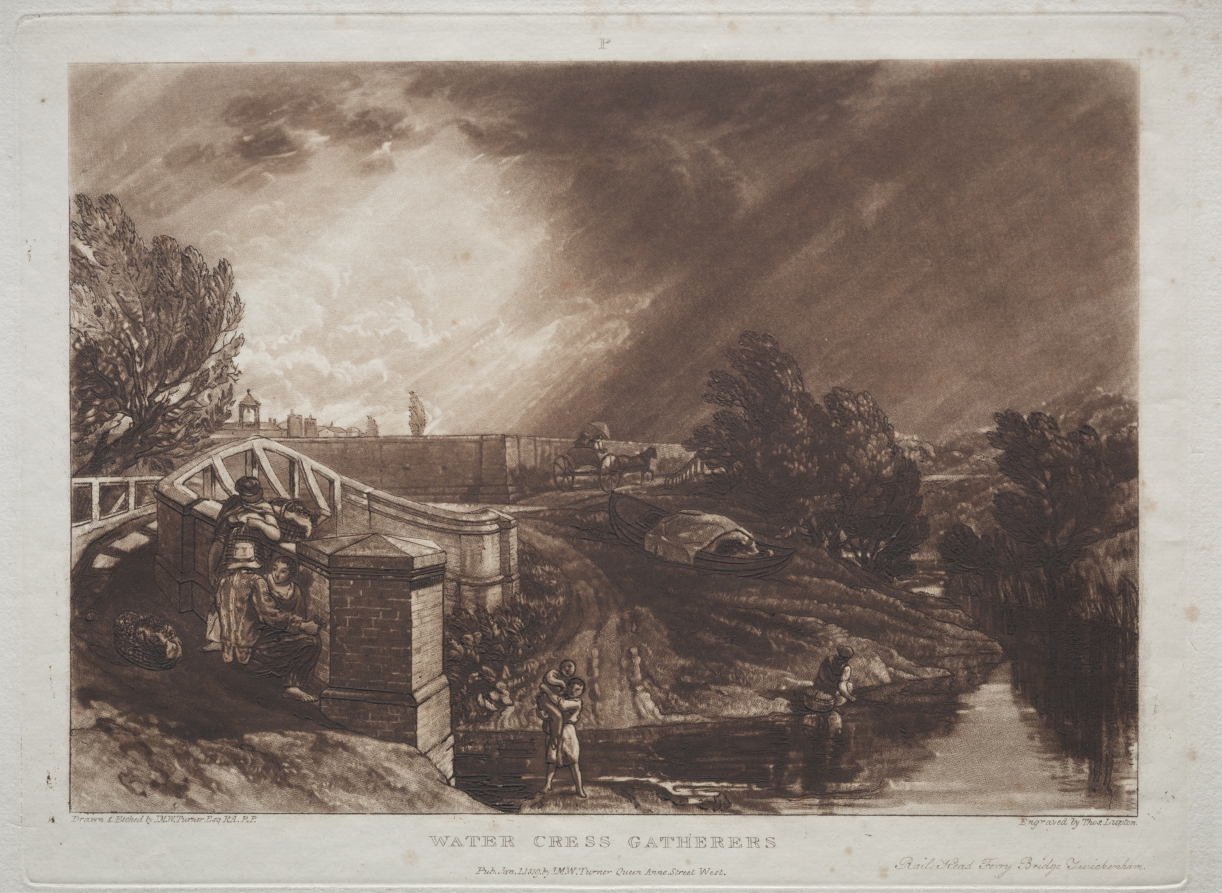 Liber Studiorum:  Watercress Gatherers, Rails Head, Ferry Bridge, Twickenham