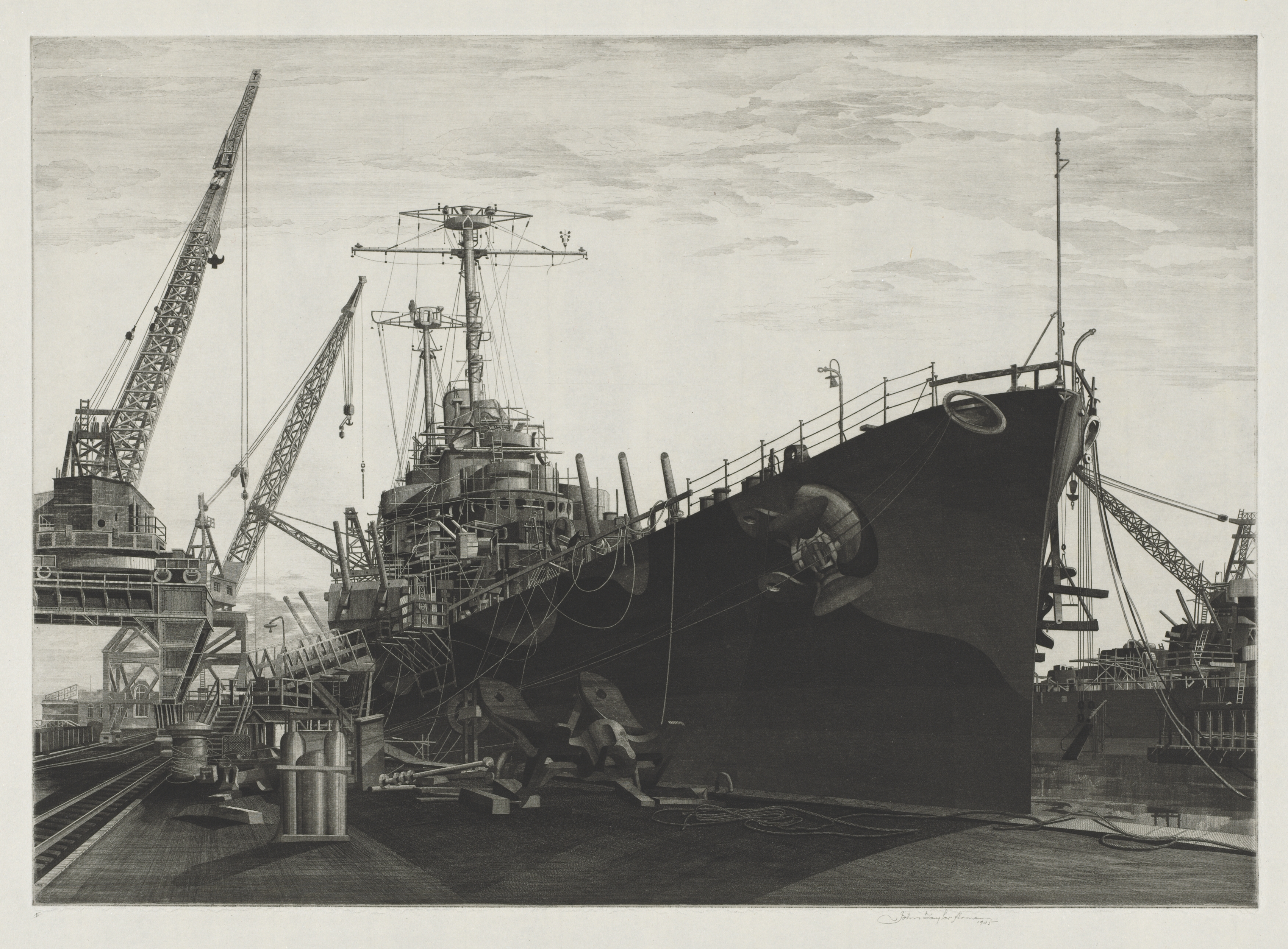 U.S. Navy Series No. 3: U.S.S. Columbia Under Construction at the New York Shipbuilding Corporation, Camden, N.J.-1942