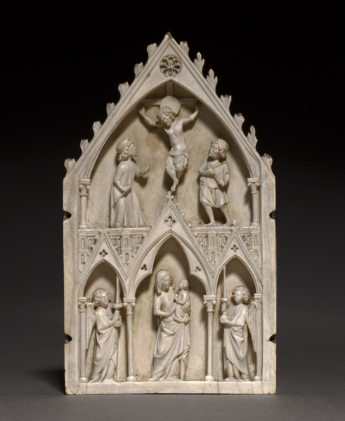 Plaque: The Crucifixion and Virgin and Child with Angels