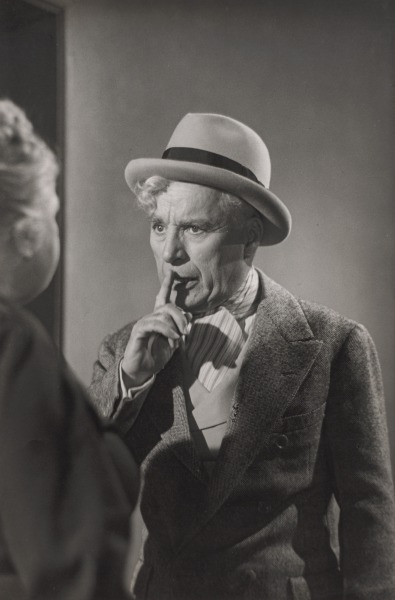 Charlie Chaplin as Calvero with Finger on Lips, on the Set of 'Limelight'