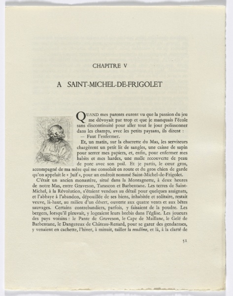 Frédéric Mistral: Mémoires et Recits by Frédéric Mistral: bust of a man (page 51)