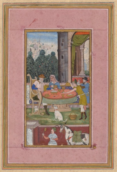 Dining Scene with European Elements