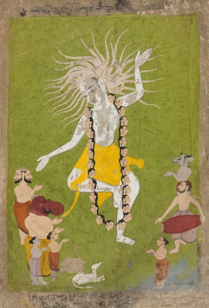 God Shiva in His Ferocious Aspect as Mahakala Dancing