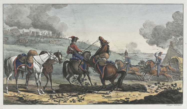 Mounted Artilleryman Leading Three Horses