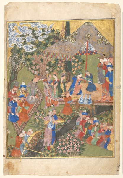 Royal Reception in a Landscape, right folio from a double-page frontispiece of a Shahnama (Book of Kings) of Firdausi (940–1019 or 1025)