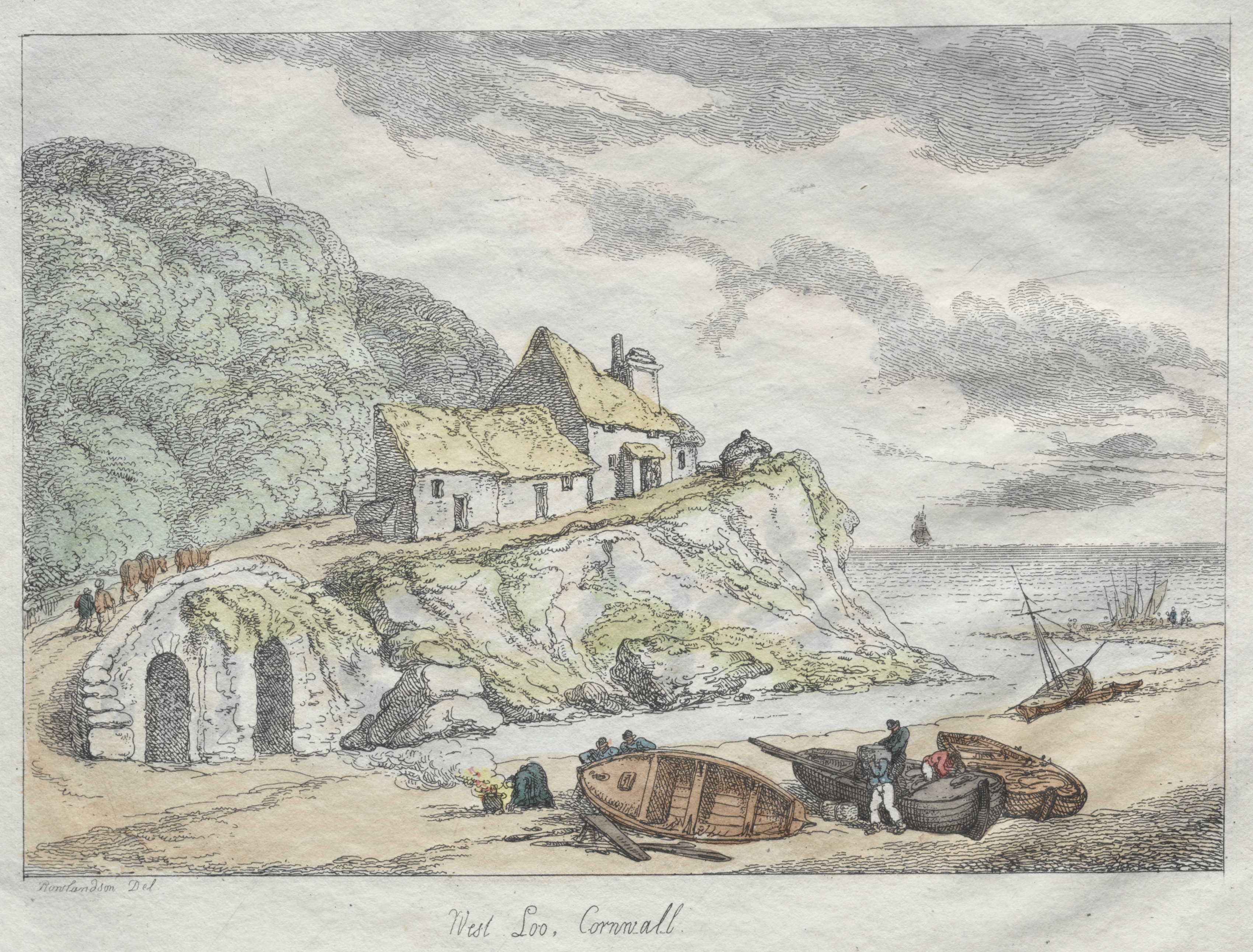Rowlandson's Sketches from Nature:  West Loo, Cornwall