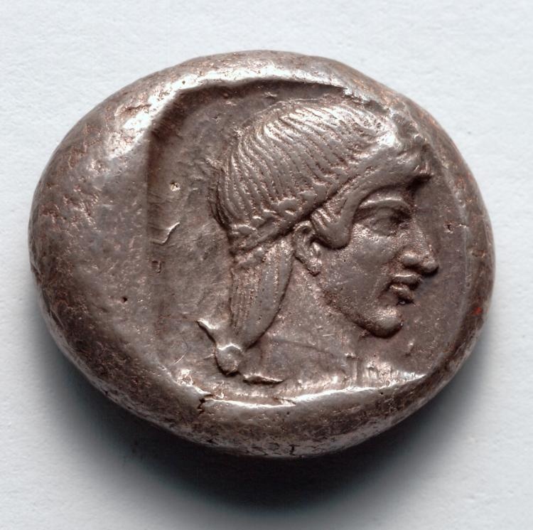 Drachm: Head of Aphrodite, r., within incuse square (reverse)