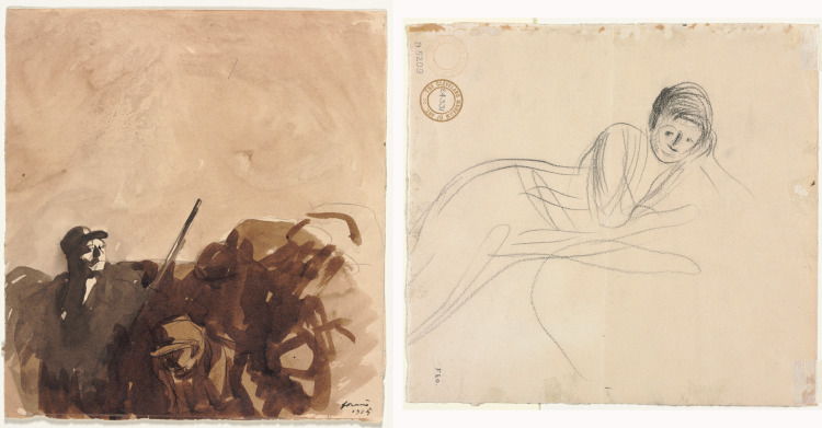 Soldier in a Trench (recto) Reclining Woman (verso)