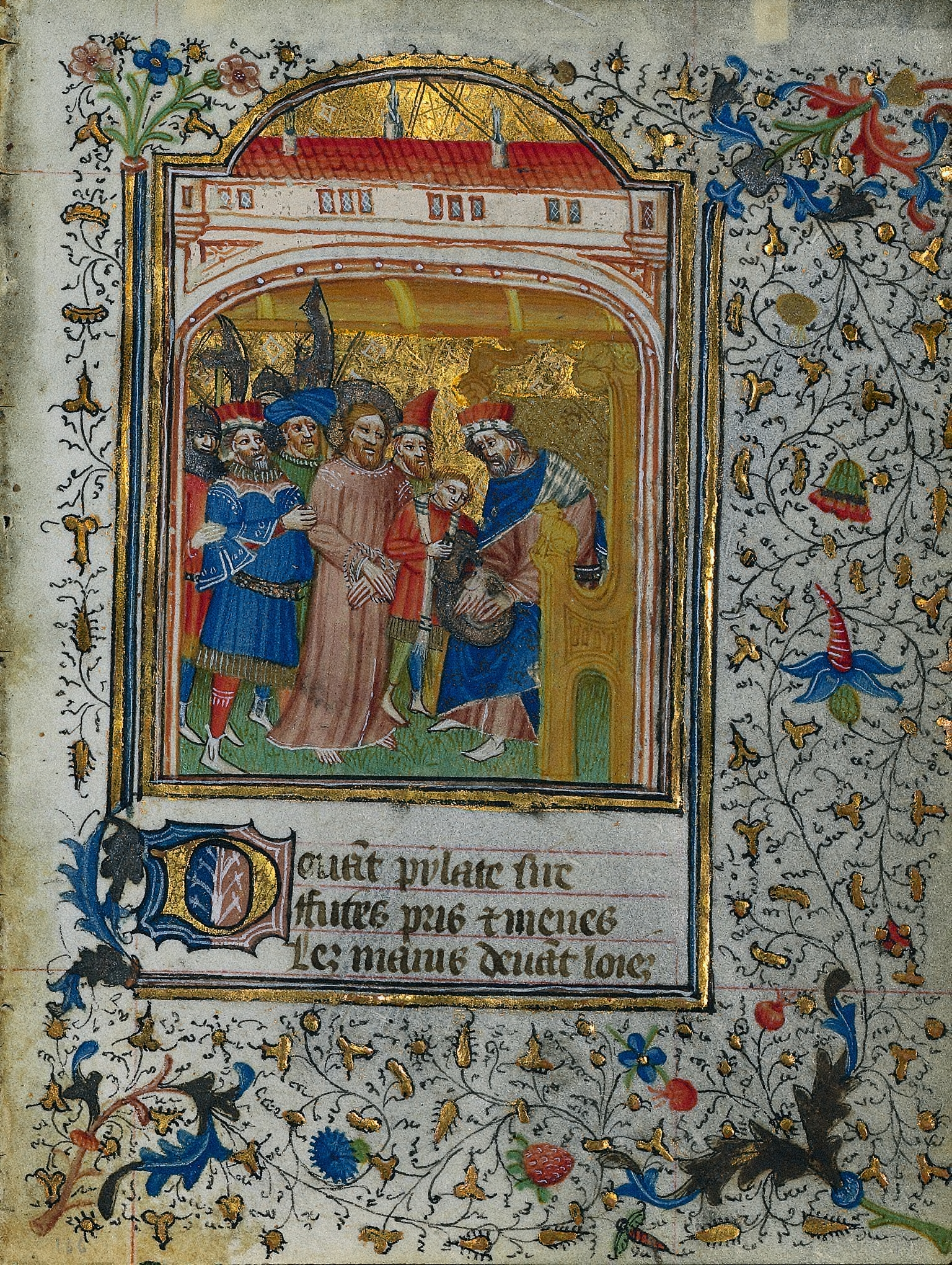 Christ before Pilate: Leaf from a Book of Hours (2 of 6 Excised Leaves)