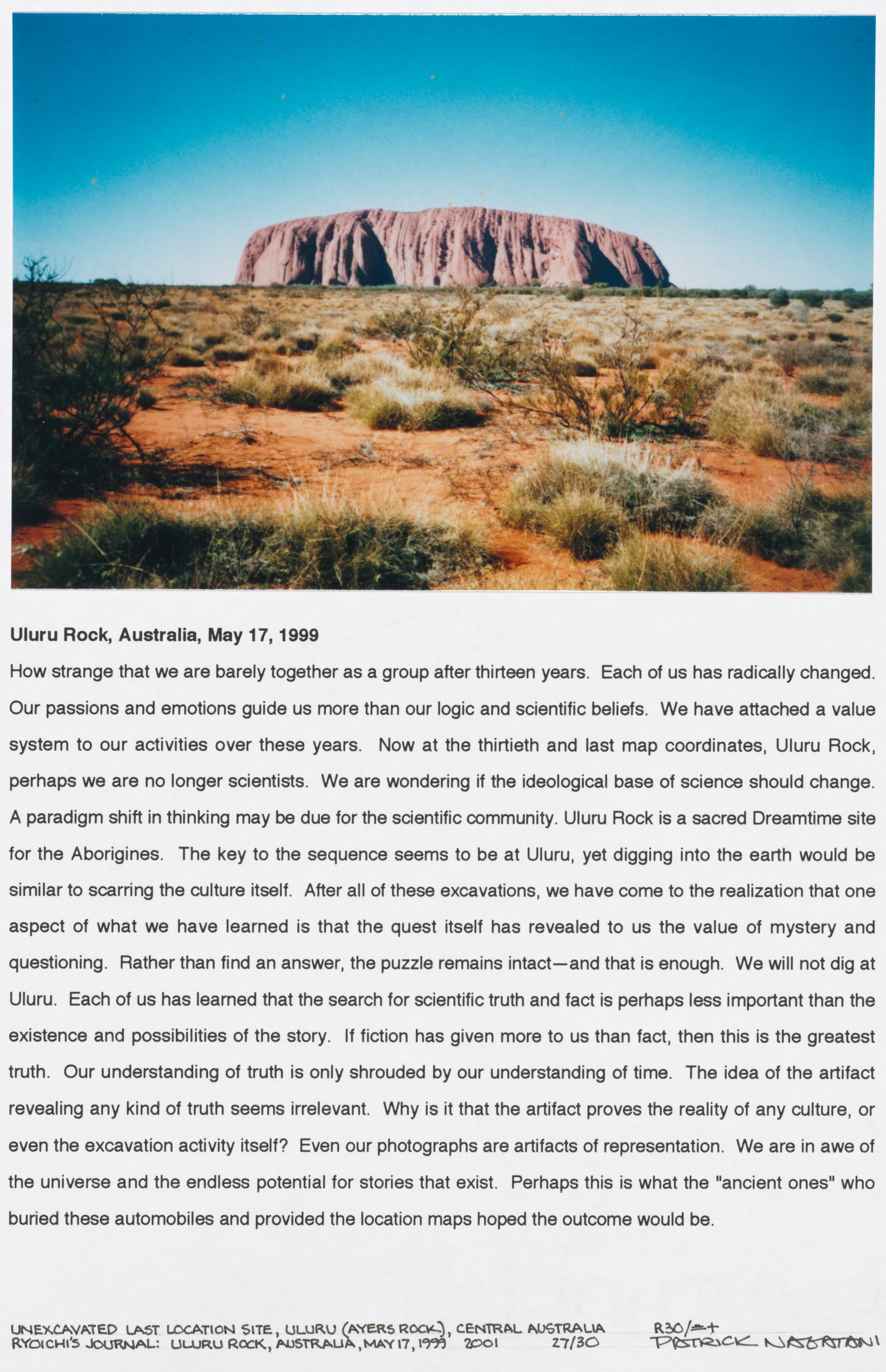 Unexcavated Last Location Site, Uluru (Ayers Rock), Central Australia - Journal Text (R30)
