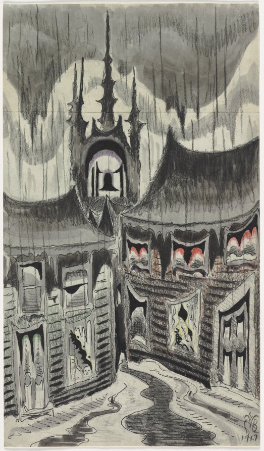 Study No. 1 for: Church Bells Ringing, Rainy Winter Night, Charles Burchfield, 1917