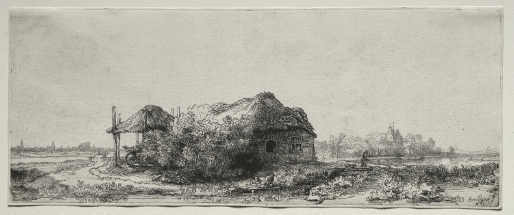 Landscape with a  Cottage and Hay Barn: Oblong