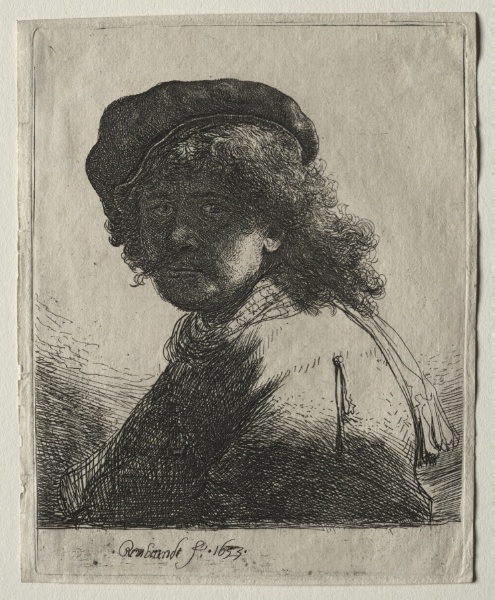 Self-Portrait in a Cap and Scarf with the Face Dark: Bust