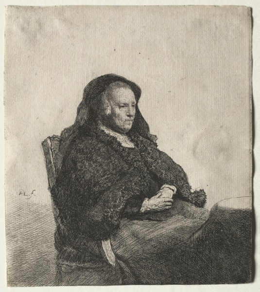 The Artist's Mother Seated at a Table, Looking Right: Three Quarter Length